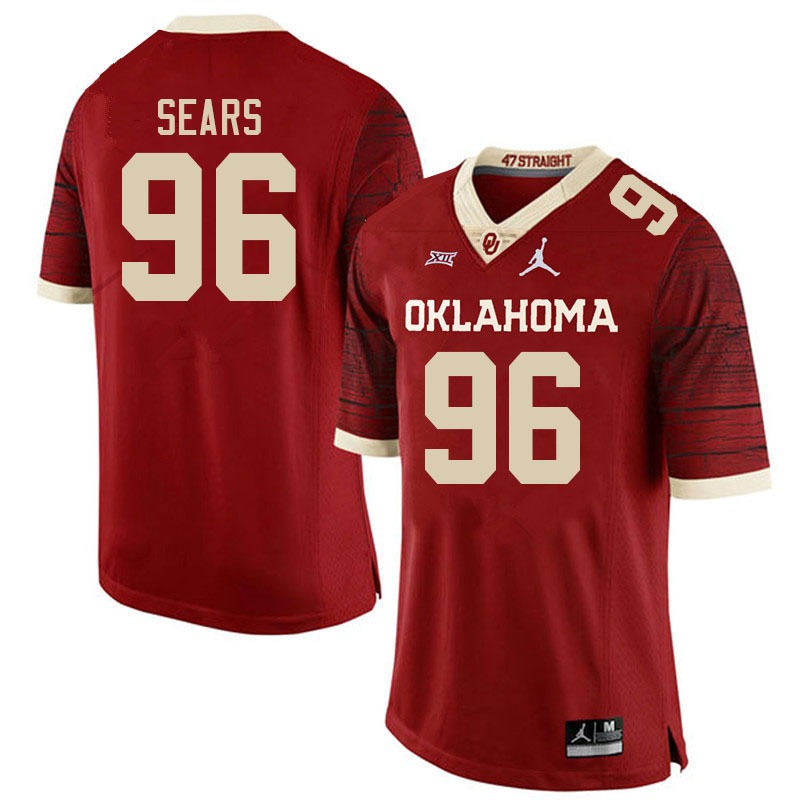 Men #96 Davon Sears Oklahoma Sooners College Football Jerseys Stitched-Retro